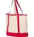 Q-Tees Q1500 34.6L Large Canvas Deluxe Tote Natural/ Red side view