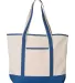 Q-Tees Q1500 34.6L Large Canvas Deluxe Tote Natural/ Royal front view