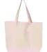 Q-Tees Q1500 34.6L Large Canvas Deluxe Tote Natural/ Light Pink front view