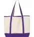 Q-Tees Q1500 34.6L Large Canvas Deluxe Tote Natural/ Purple back view