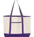 Q-Tees Q1500 34.6L Large Canvas Deluxe Tote Natural/ Purple front view