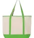 Q-Tees Q1500 34.6L Large Canvas Deluxe Tote Natural/ Lime back view