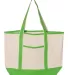Q-Tees Q1500 34.6L Large Canvas Deluxe Tote Natural/ Lime front view