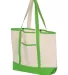 Q-Tees Q1500 34.6L Large Canvas Deluxe Tote Natural/ Lime side view