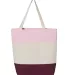 Q-Tees Q125900 11L Tri-Color Tote Maroon/ Natural/ Light Pink front view