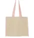 Q-Tees Q1100 14L Tote with Contrast-Color Handles in Natural/ light pink back view
