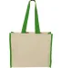 Q-Tees Q1100 14L Tote with Contrast-Color Handles in Natural/ lime back view