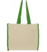 Q-Tees Q1100 14L Tote with Contrast-Color Handles in Natural/ lime front view