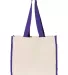 Q-Tees Q1100 14L Tote with Contrast-Color Handles in Natural/ purple back view