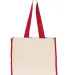 Q-Tees Q1100 14L Tote with Contrast-Color Handles in Natural/ red back view