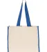 Q-Tees Q1100 14L Tote with Contrast-Color Handles in Natural/ royal back view