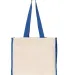 Q-Tees Q1100 14L Tote with Contrast-Color Handles in Natural/ royal front view