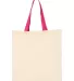 Q-Tees QTB6000 Economical Tote with Contrast-Color Natural/ Hot Pink back view