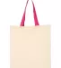 Q-Tees QTB6000 Economical Tote with Contrast-Color Natural/ Hot Pink front view