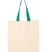 Q-Tees QTB6000 Economical Tote with Contrast-Color Natural/ Kelly front view