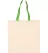 Q-Tees QTB6000 Economical Tote with Contrast-Color Natural/ Lime front view