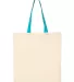 Q-Tees QTB6000 Economical Tote with Contrast-Color Natural/ Turquoise back view