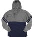 Boxercraft T18 Women's Hooded Pom Pom Jersey in Granite/ navy front view
