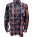 Boxercraft F50 Women's Flannel Shirt in Orange/ navy front view