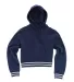 Boxercraft R42 Women's Hooded Cropped Sweatshirt Navy/ White front view