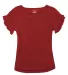Boxercraft YT64 Girls' Ruffle Sleeve T-Shirt Garnet front view
