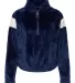 Boxercraft FZ04 Women's Remy Fuzzy Fleece Pullover Navy/ Natural front view