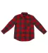 Burnside Clothing 4212 Youth Open Pocket Long Slee Red/ Heather Black front view