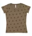Code V 3629 Women's Star Print Scoop Neck Tee Military Green Star front view