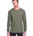 Fruit of the Loom IC47LSR Unisex Iconic Long Sleev Military Green Heather front view