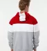 J America 8644 Varsity Fleece Colorblocked Hooded  Red/ Oxford back view