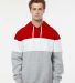 J America 8644 Varsity Fleece Colorblocked Hooded  Red/ Oxford front view