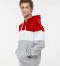 J America 8644 Varsity Fleece Colorblocked Hooded  Red/ Oxford side view