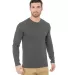 Bayside Apparel 9550 Unisex Fine Jersey Long Sleev Charcoal front view