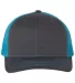 Richardson Hats 112 Adjustable Snapback Trucker Ca in Charcoal/ neon blue front view