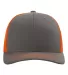 Richardson Hats 112 Adjustable Snapback Trucker Ca in Charcoal/ orange front view