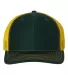 Richardson Hats 112 Adjustable Snapback Trucker Ca in Dark green/ yellow front view