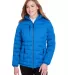 North End NE708W Ladies' Loft Puffer Jacket OLYM BLU/ CRBN front view