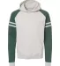 Jerzees 97CR Nublend® Varsity Colorblocked Raglan Oatmeal Heather/ Forest Green Heather front view