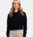Next Level Apparel 9384 Ladies' Cropped Pullover H BLACK front view
