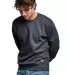 Russel Athletic 82RNSM Unisex Cotton Classic Crew  in Charcoal heather side view