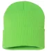 Sportsman SP12 Solid 12" Cuffed Beanie in Neon green back view