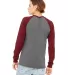 Bella + Canvas 3000 Men's Jersey Long-Sleeve Baseb in Dp hthr/ cardnal back view