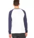 Bella + Canvas 3000 Men's Jersey Long-Sleeve Baseb in White/ navy back view