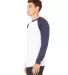 Bella + Canvas 3000 Men's Jersey Long-Sleeve Baseb in White/ navy side view
