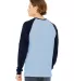 Bella + Canvas 3000 Men's Jersey Long-Sleeve Baseb in Baby blue/ navy back view