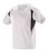 Alleson Athletic 529Y Youth Two Button Henley Base in White/ navy/ grey side view