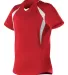 Alleson Athletic 552JG Girls' Short Sleeve Fastpit in Red/ white side view