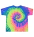 Tie-Dye 1050CD Ladies' Cropped T-Shirt in Neon rainbow front view