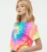 Tie-Dye 1050CD Ladies' Cropped T-Shirt in Neon rainbow side view