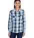 Burnside Clothing 5222 Women's Long Sleeve Plaid S Navy front view